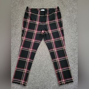 Loft plaid ankle length pants. Size 12P. Black and Maroon.